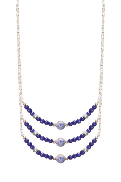 Lapis Triple Strand Beaded Necklace - SF