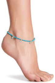 Turquoise & Freshwater Pearl Beaded Anklet - GF