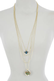 Natural Patina With Abalone Multi Strand Necklace - GF