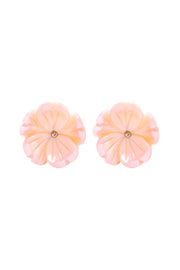 Sterling Silver & Mother Of Pearl Flower Post Earrings - SS