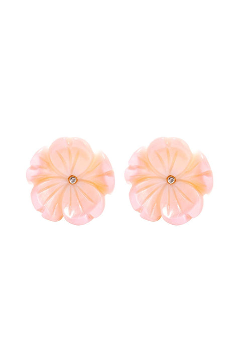 Sterling Silver & Mother Of Pearl Flower Post Earrings - SS