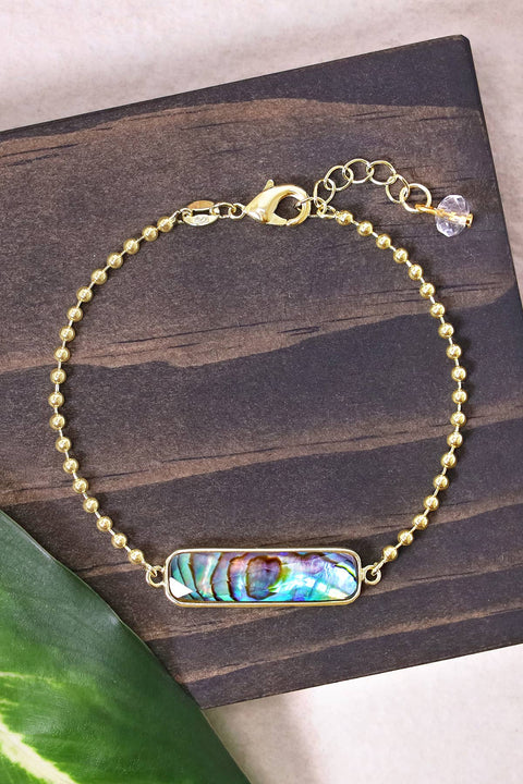 Abalone Beaded Charm Bracelet - GF