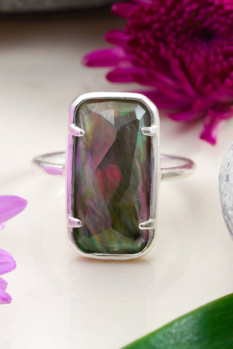 Black Mother Of Pearl Quartz Ring - SF