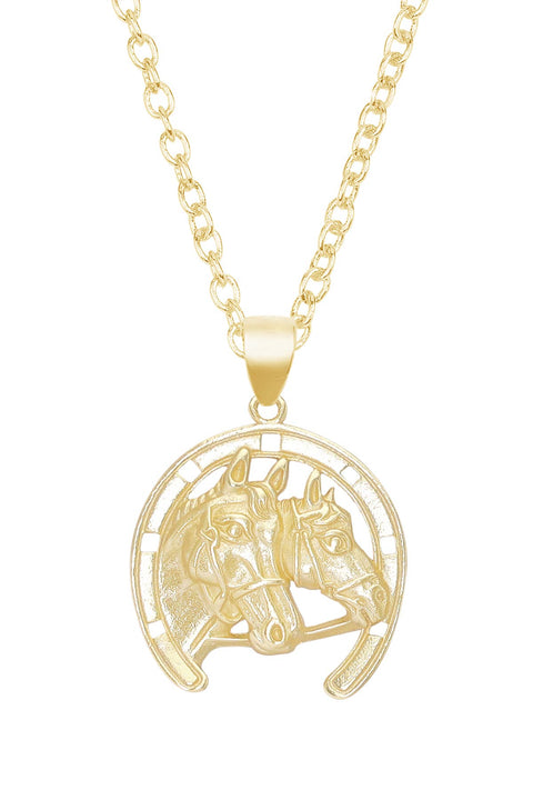 Horses Drop Pendant Necklace - GF