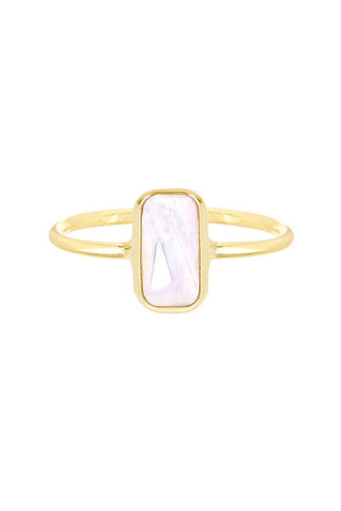Mother Of Pearl Petite Rectangle Ring - GF