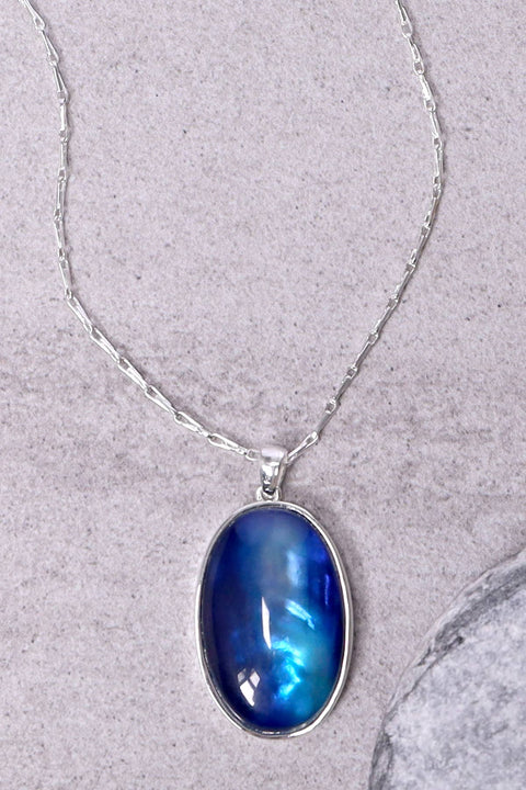 Labradorite Doublet Oval Cabochon Pendant Necklace - SF