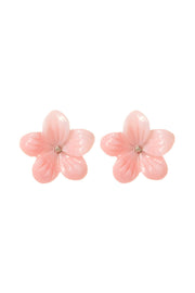 Sterling Silver & Mother Of Pearl Flower Post Earrings - SS