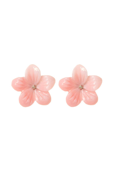 Sterling Silver & Mother Of Pearl Flower Post Earrings - SS