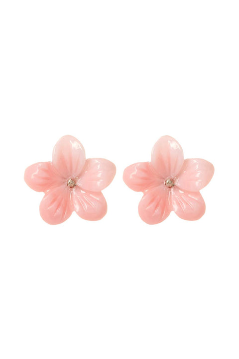 Sterling Silver & Mother Of Pearl Flower Post Earrings - SS