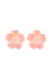 Sterling Silver & Mother Of Pearl Flower Post Earrings - SS