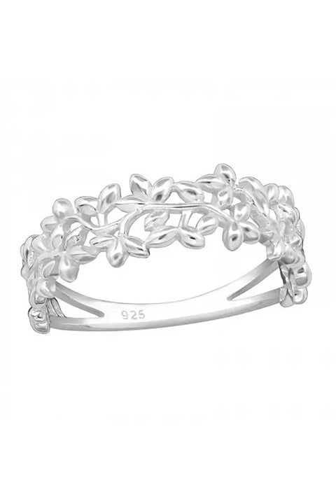 Sterling Silver Open Flower Band Ring - SS
