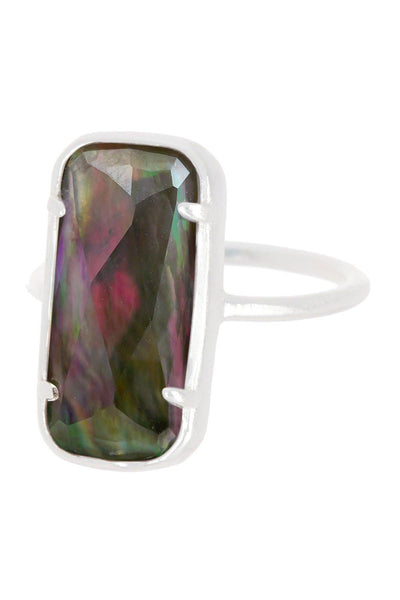 Black Mother Of Pearl Quartz Ring - SF
