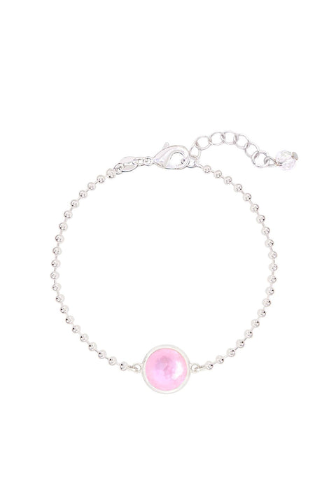 Pink Mother Of Pearl Beaded Charm Bracelet - SF