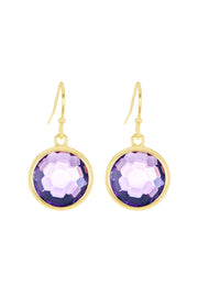 Lavender Crystal Round Drop Earrings - GF
