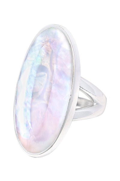 Mother Of Pearl Quartz Oval Ring - SF