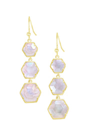 Mother Of Pearl Quartz Drop Earrings - GF