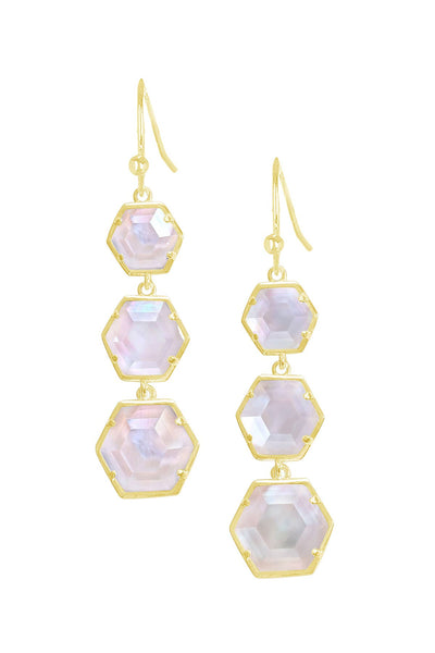Mother Of Pearl Quartz Drop Earrings - GF
