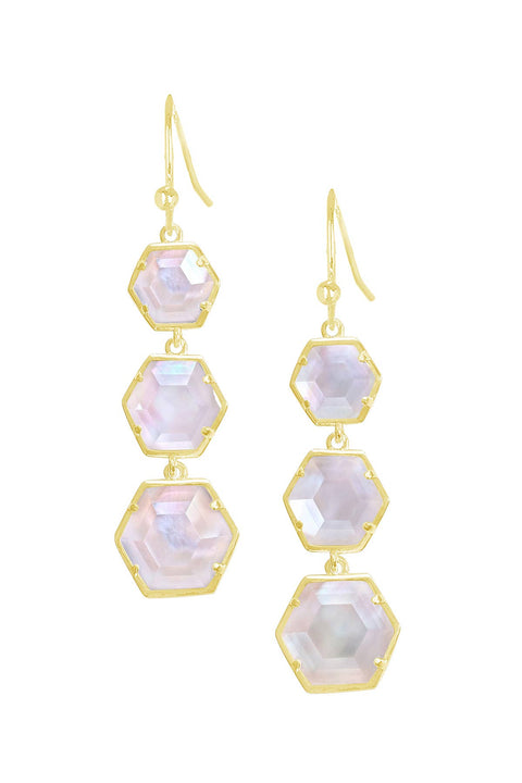 Mother Of Pearl Quartz Drop Earrings - GF