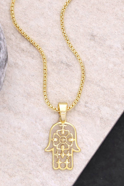 Hamsa Pendant Necklace - GF