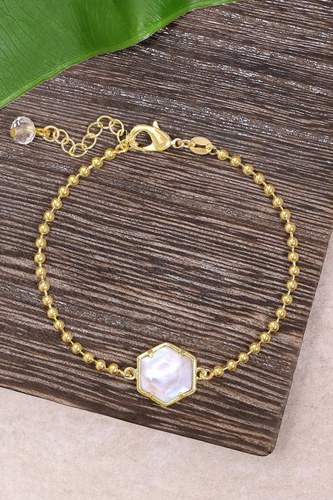 Mother Of Pearl Beaded Charm Bracelet - GF