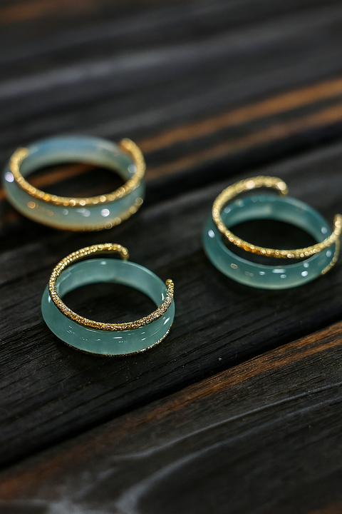Ice Blue Natural Jade Ring