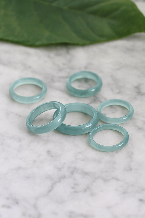 Ice Blue Natural Jade Ring
