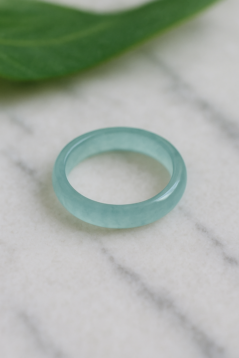Ice Blue Natural Jade Ring