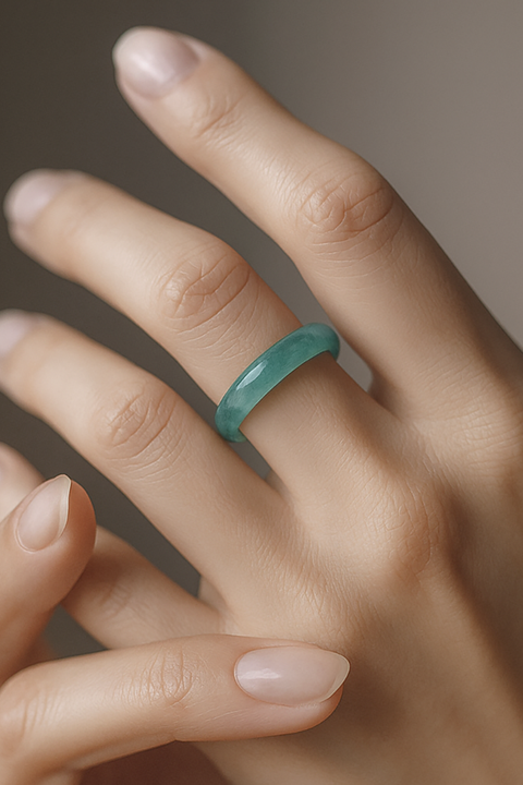 Ice Blue Natural Jade Ring