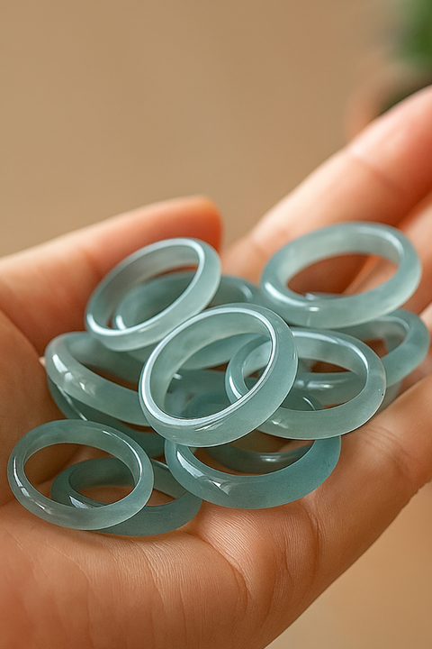 Ice Blue Natural Jade Ring