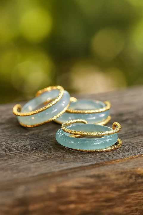 Ice Blue Natural Jade Ring