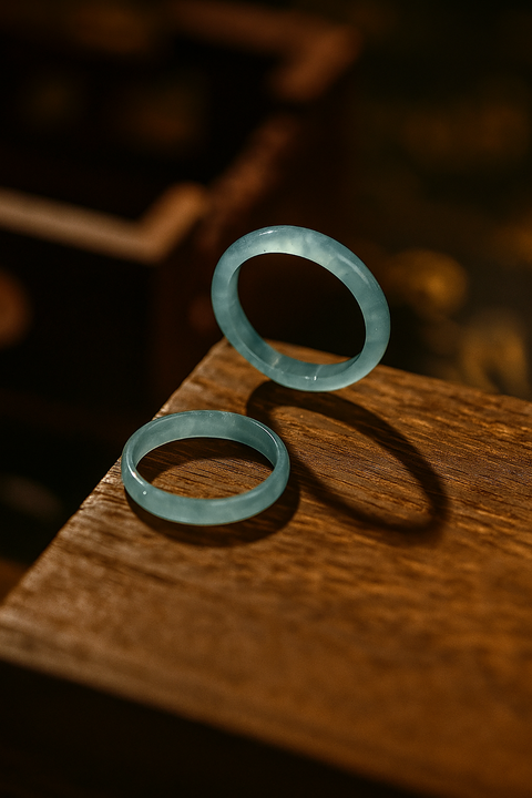 Ice Blue Natural Jade Ring
