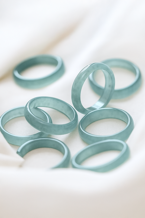 Ice Blue Natural Jade Ring