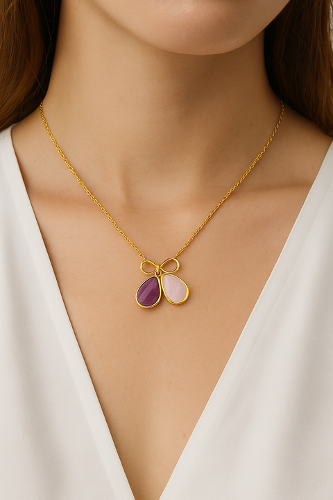 Amethyst & Rose Quartz Infinity Necklace - GF