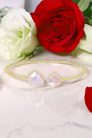 Mother Of Pearl Quartz Hexagon Cuff Bracelet - GF