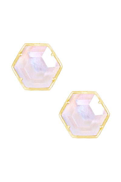 Mother Of Pearl Hexagon Post Earrings - GF