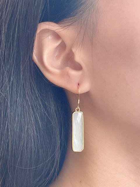 Mother Of Pearl Rectangle Drop Earrings - GF