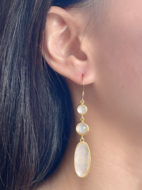 Mother Of Pearl Quartz Statement Earrings - GF