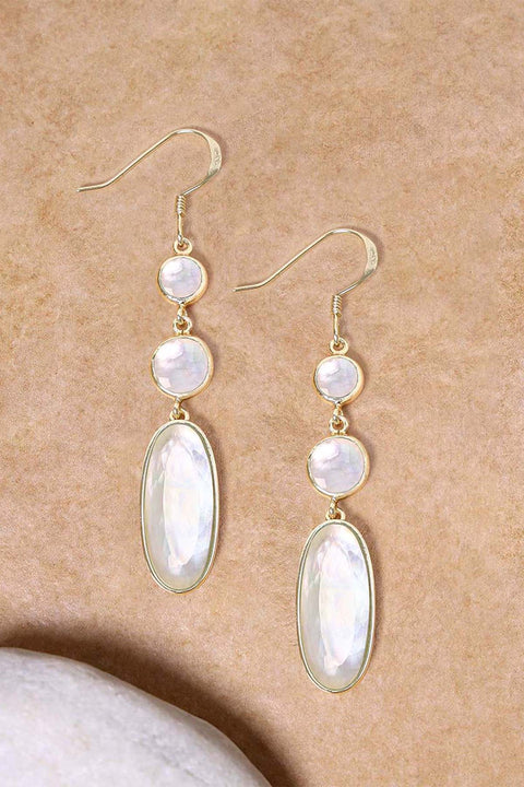 Mother Of Pearl Quartz Statement Earrings - GF