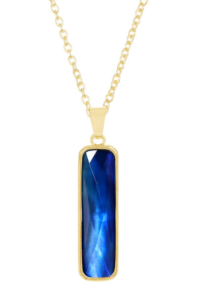 Labradorite Doublet Rectangle Pendant Necklace - GF