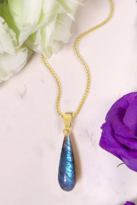 Labradorite Pear Cut Pendant Necklace - GF