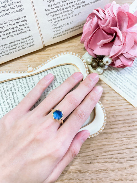 Labradorite Doublet Hexagon Ring - GF