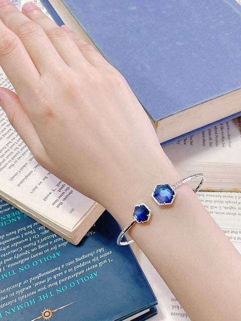 Labradorite Doublet Octagon Cuff Bracelet - SF