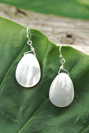 Sterling Silver & Mother Of Pearl Basic Drop Earrings - SS