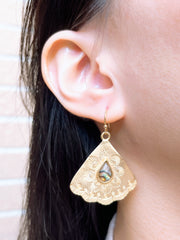 Abalone Bali Style Fan Earrings - GF
