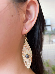 Freshwater Pearl Hammered Drop Earrings - GF