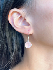Pink Mother Of Pearl Round Earrings - SF