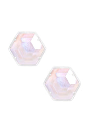 Mother Of Pearl Hexagon Post Earrings - SF