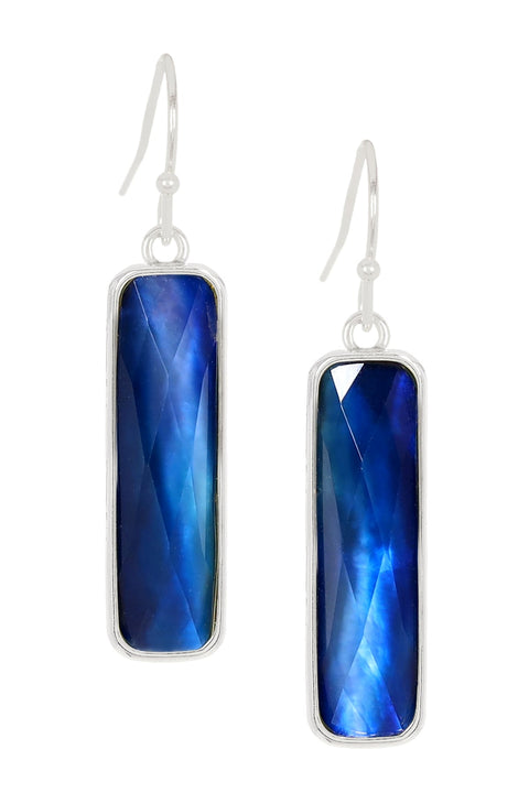 Labradorite Doublet Rectangle Drop Earrings - SF