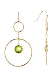 Peridot Crystal & Circles Drop Earrings - GF