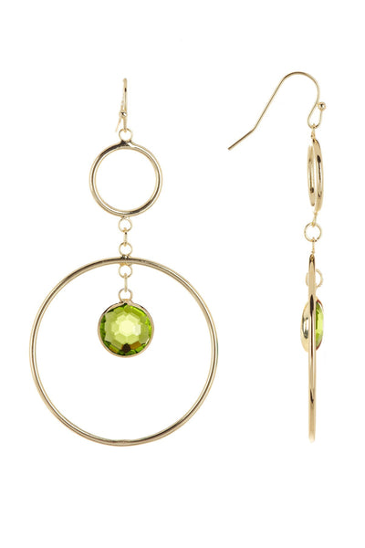 Peridot Crystal & Circles Drop Earrings - GF